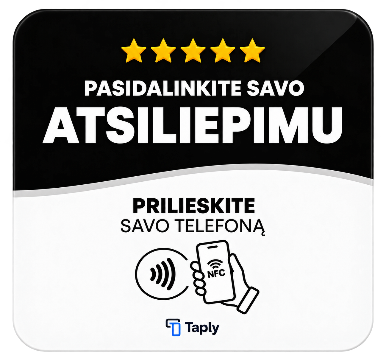Taply NFC atsiliepimų kortelė